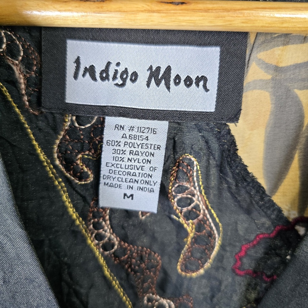 Indigo Moon Patchwork Kimono Jacket M Beaded Sequ… - image 6
